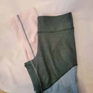 Women Medium Outdoor Voices Colorblock Green Ankle Leggings Pants Yoga Athletic